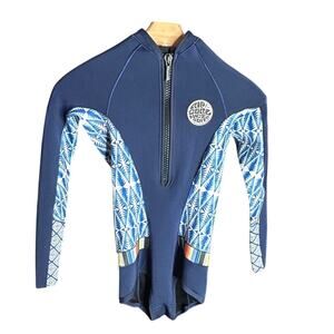 Rip Curl  G-Bomb long sleeve wetsuit navy blue, with white geometric side panels
